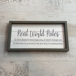 Real World Rules Sign Wall Home Decor